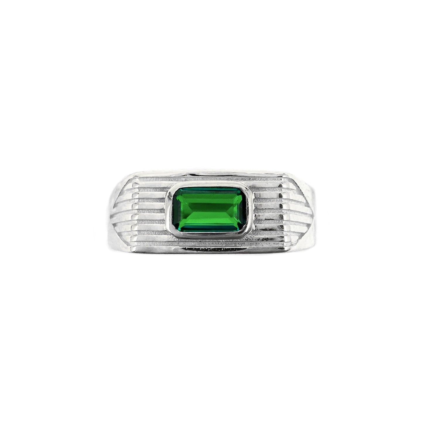 Striped Ring with Colorful Baguette Stone