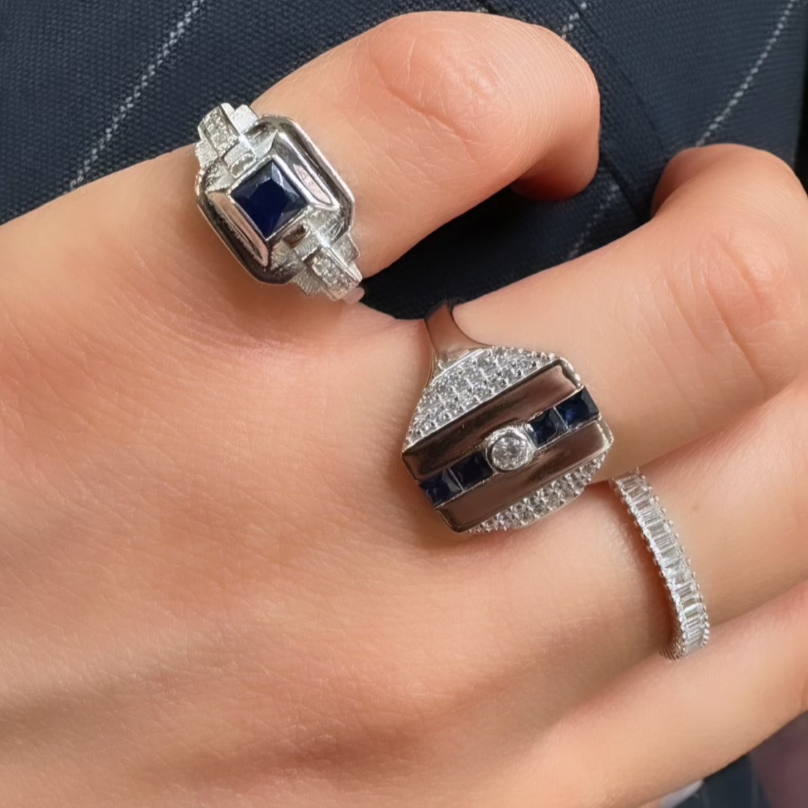 Blue Square Stone Vintage Ring