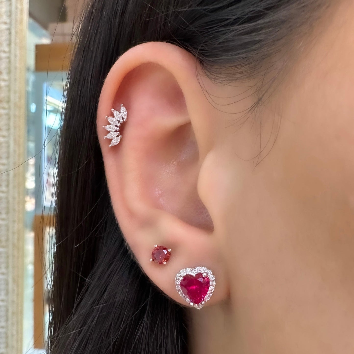 Colorful Stone Heart Earrings