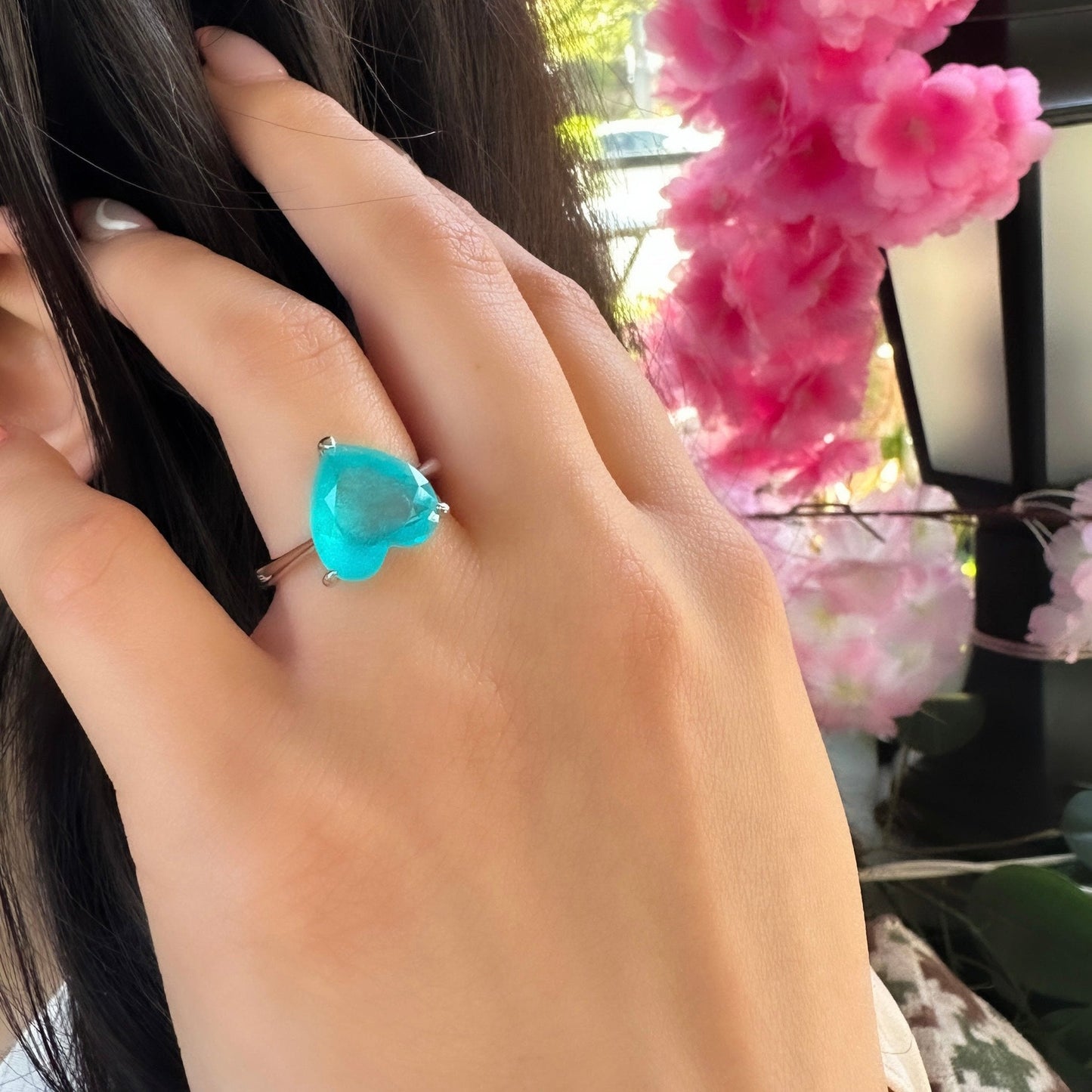 Paraiba Emerald Heart Ring
