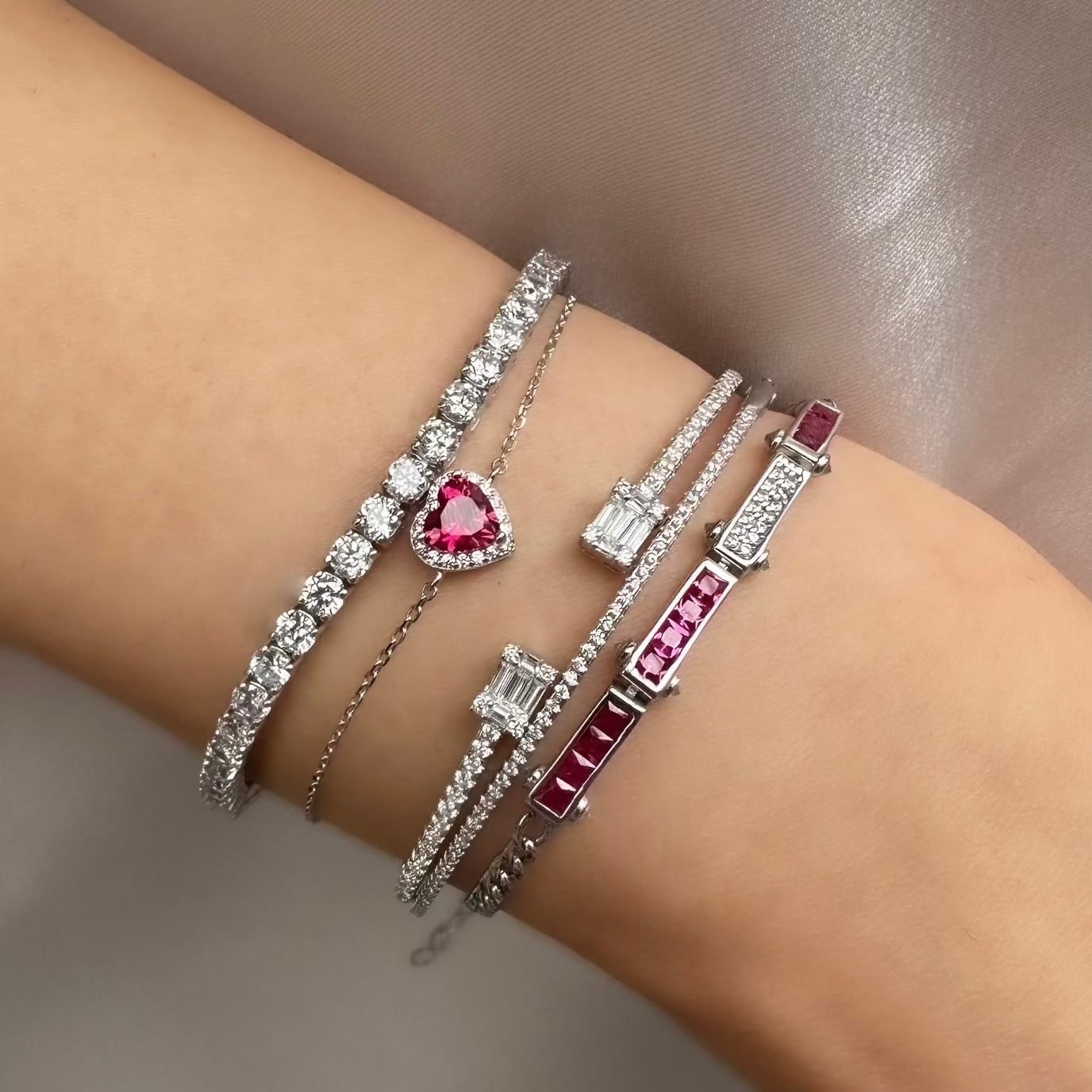 Colorful Stone Heart Bracelet