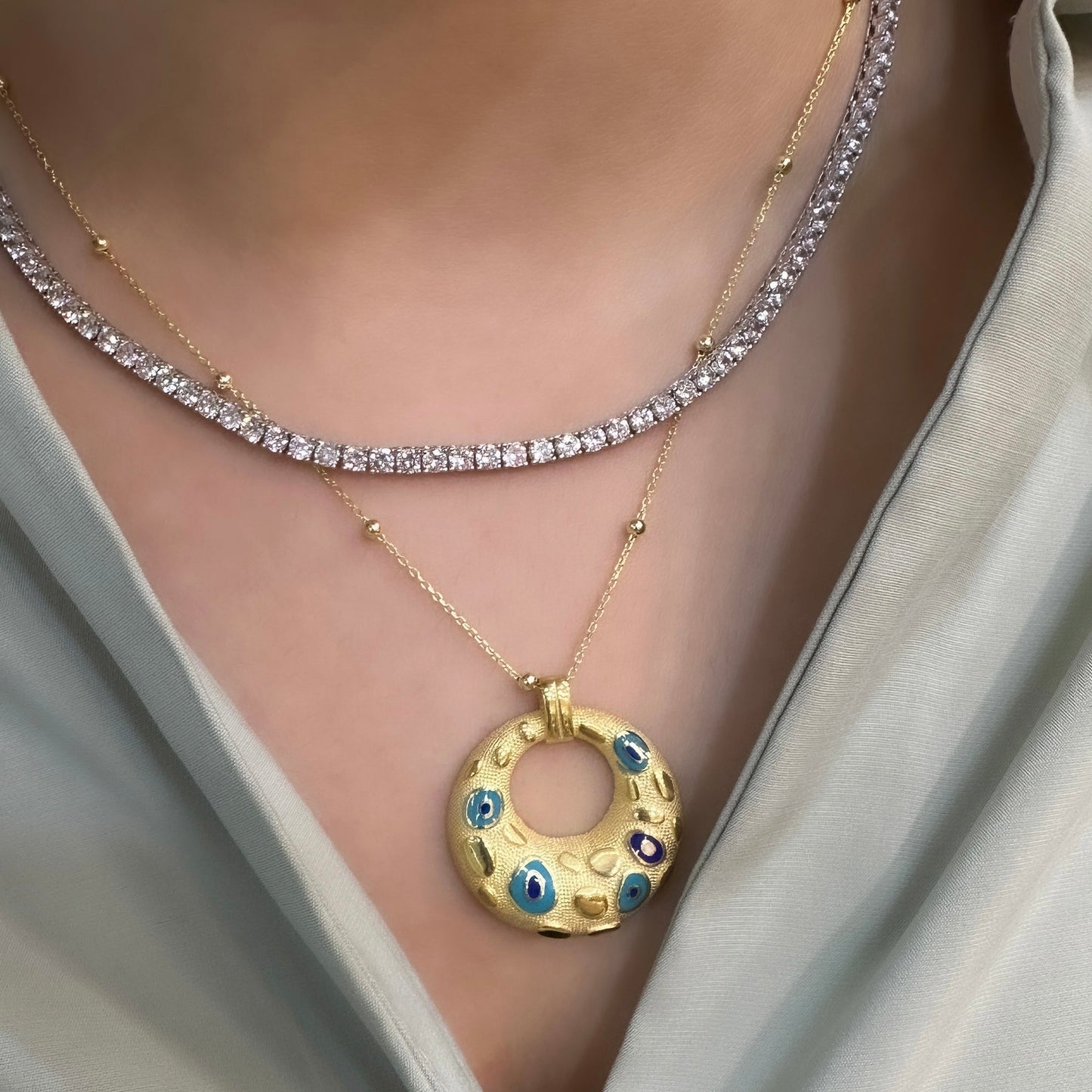 Evil Eye Enamel Necklace