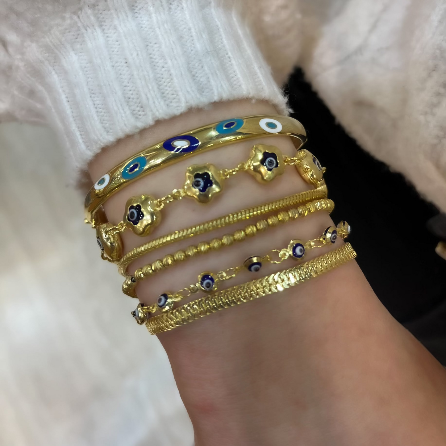 Clover Model Evil Eye Beaded Bracelet