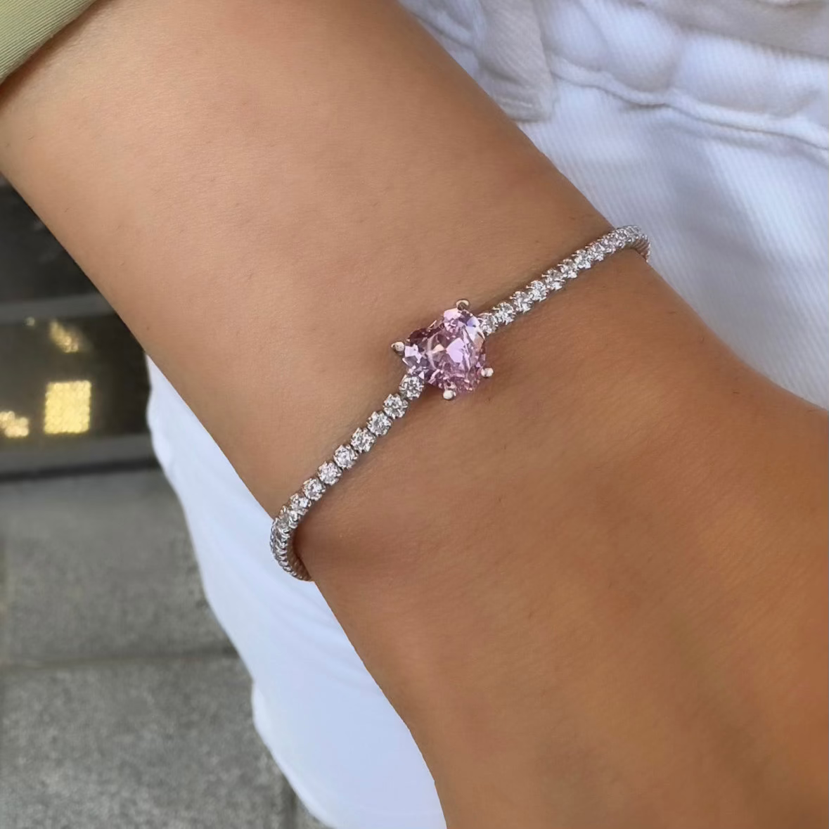 Navy Blue Heart Tennis Bracelet