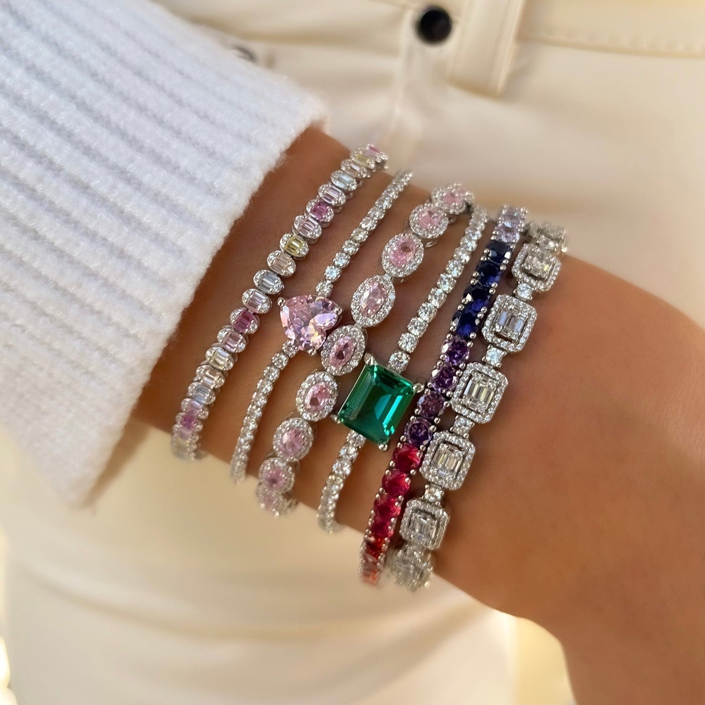 Pink Heart Tennis Bracelet