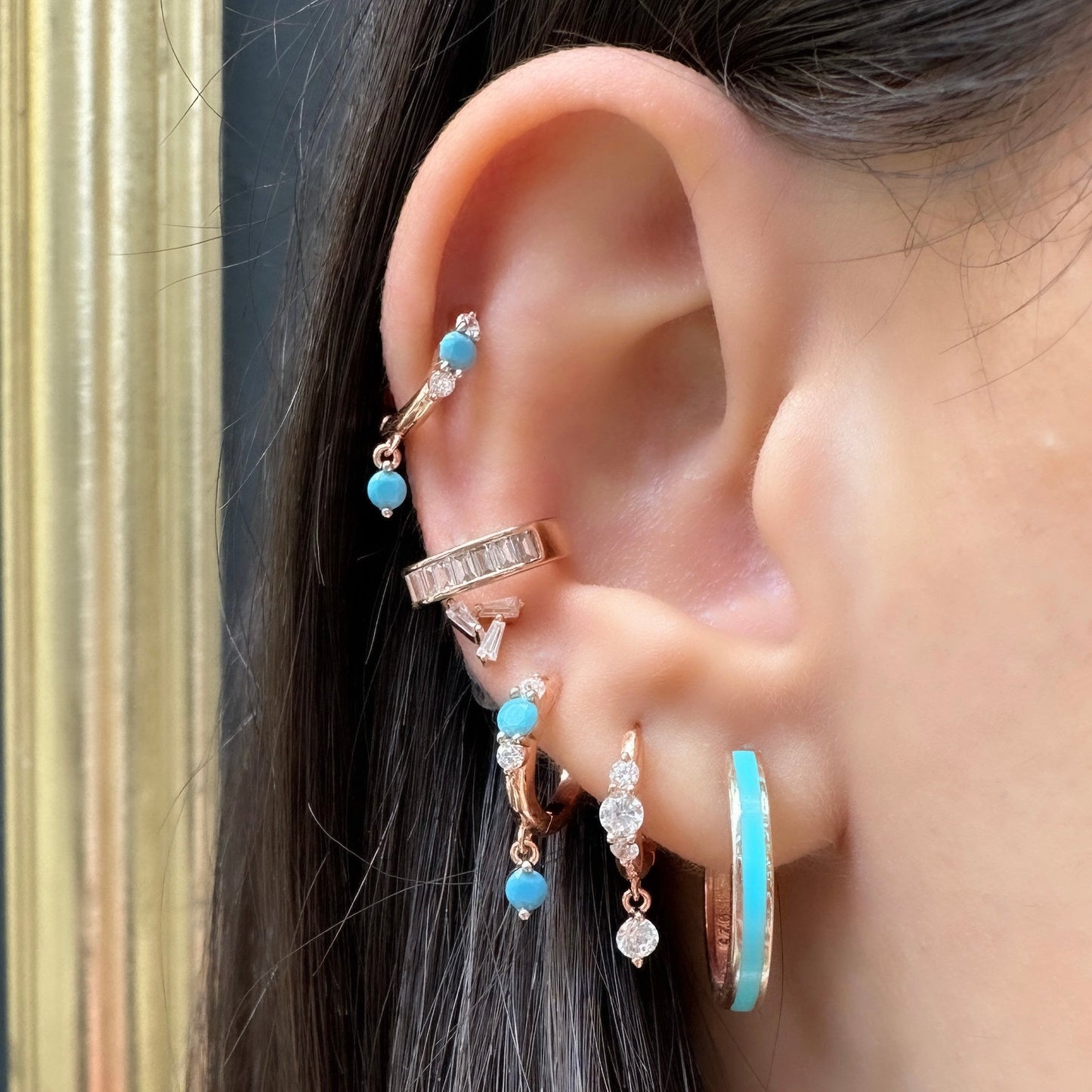 Stone Top Hoop Earrings