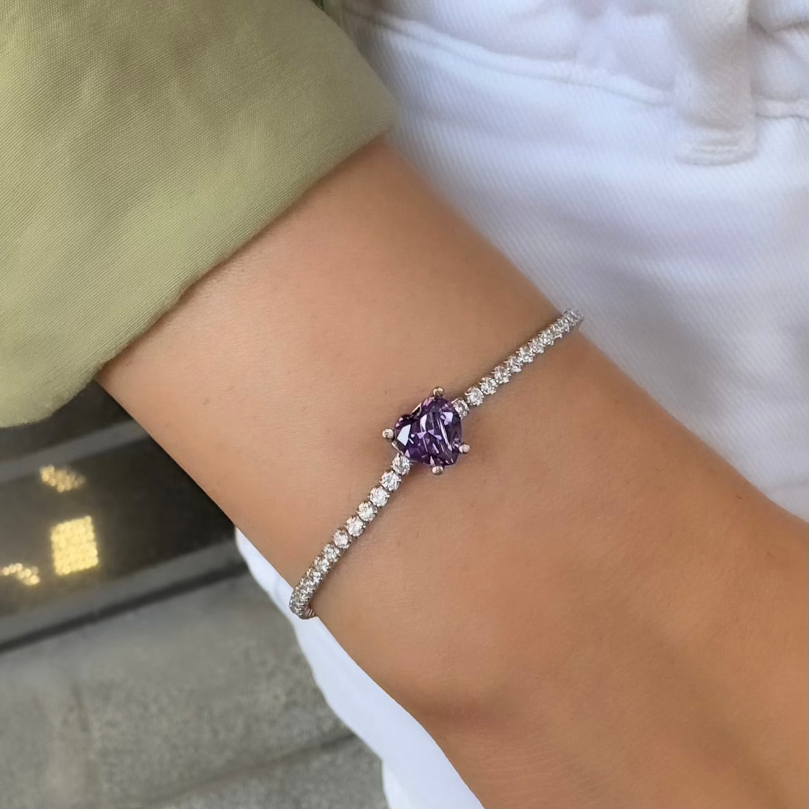 Purple Heart Tennis Bracelet