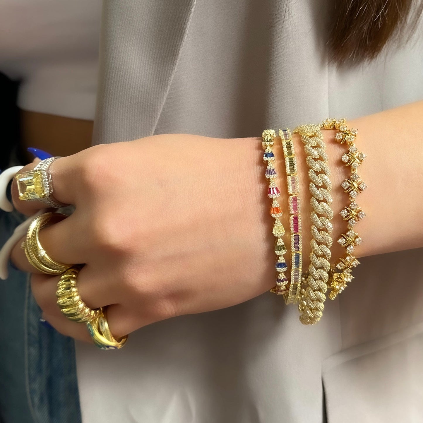 Colorful Baguette Tennis Bracelet