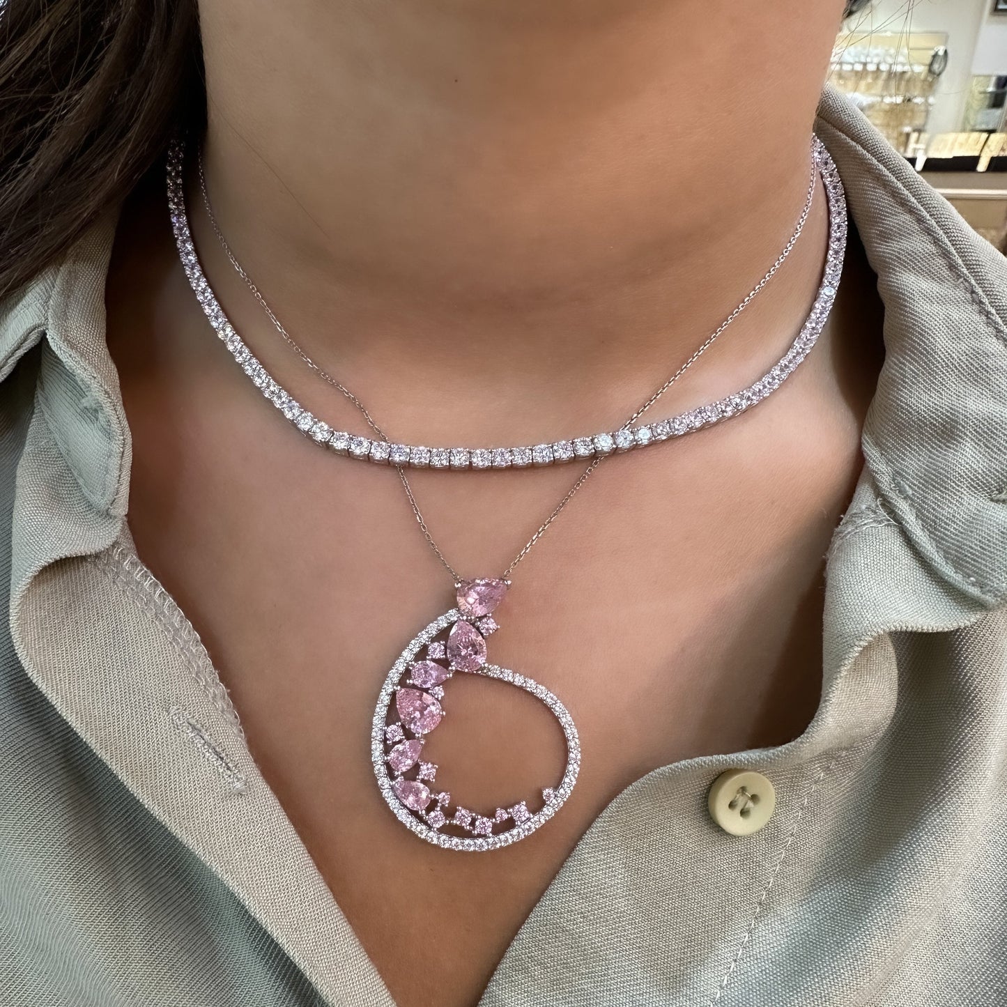 Pink Stone Design Necklace