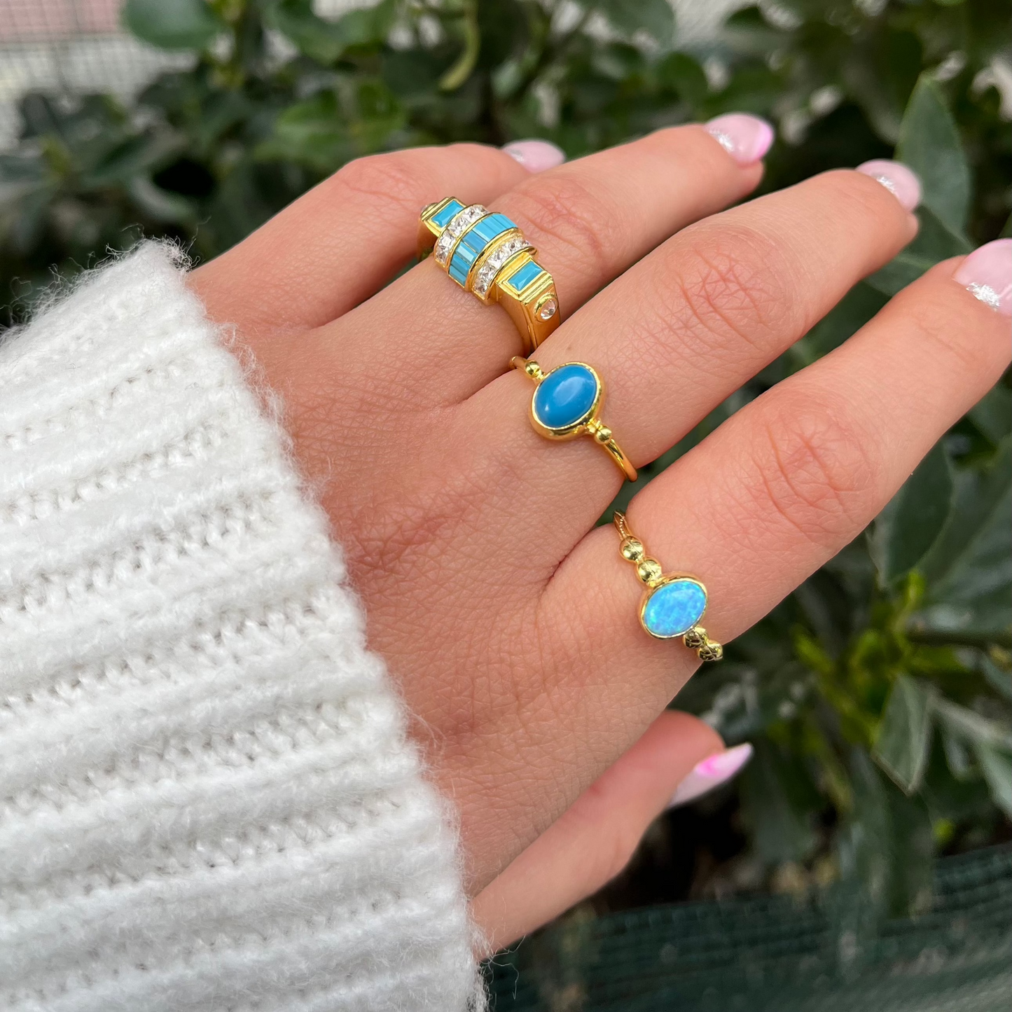 Blue Opal Natural Stone Ring