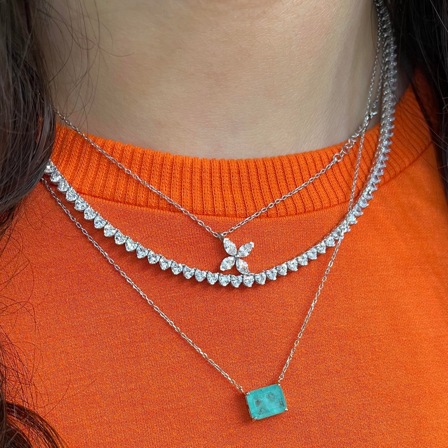 Heart Tennis Necklace