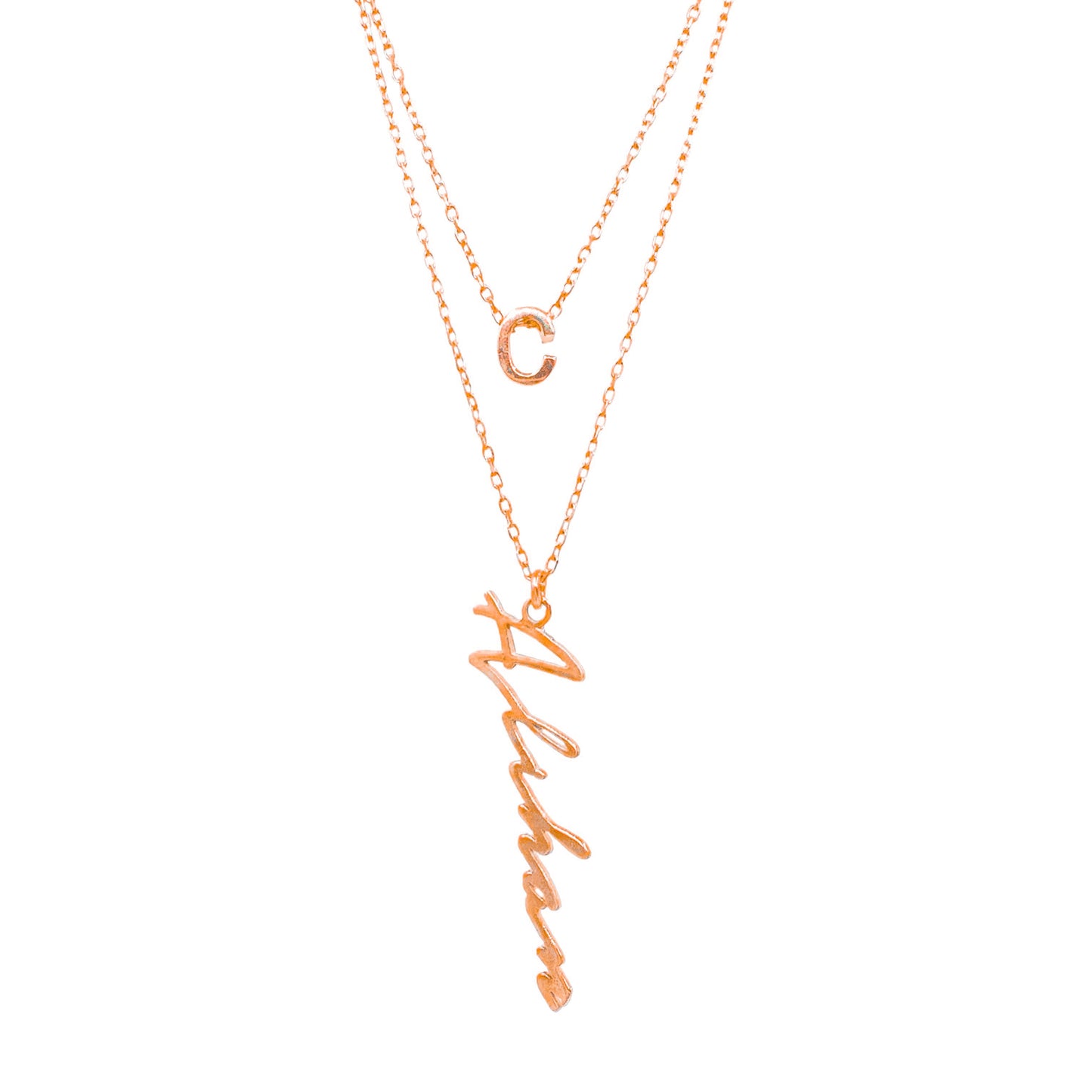 Double Chain Name and Letter Necklace