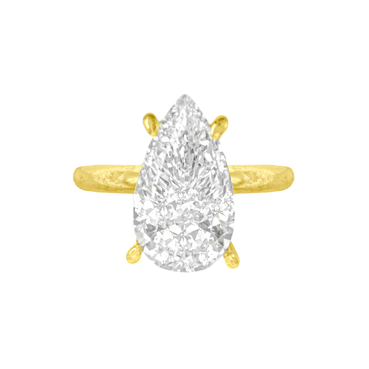 Moissanite Teardrop Solitaire Ring with Stone Setting