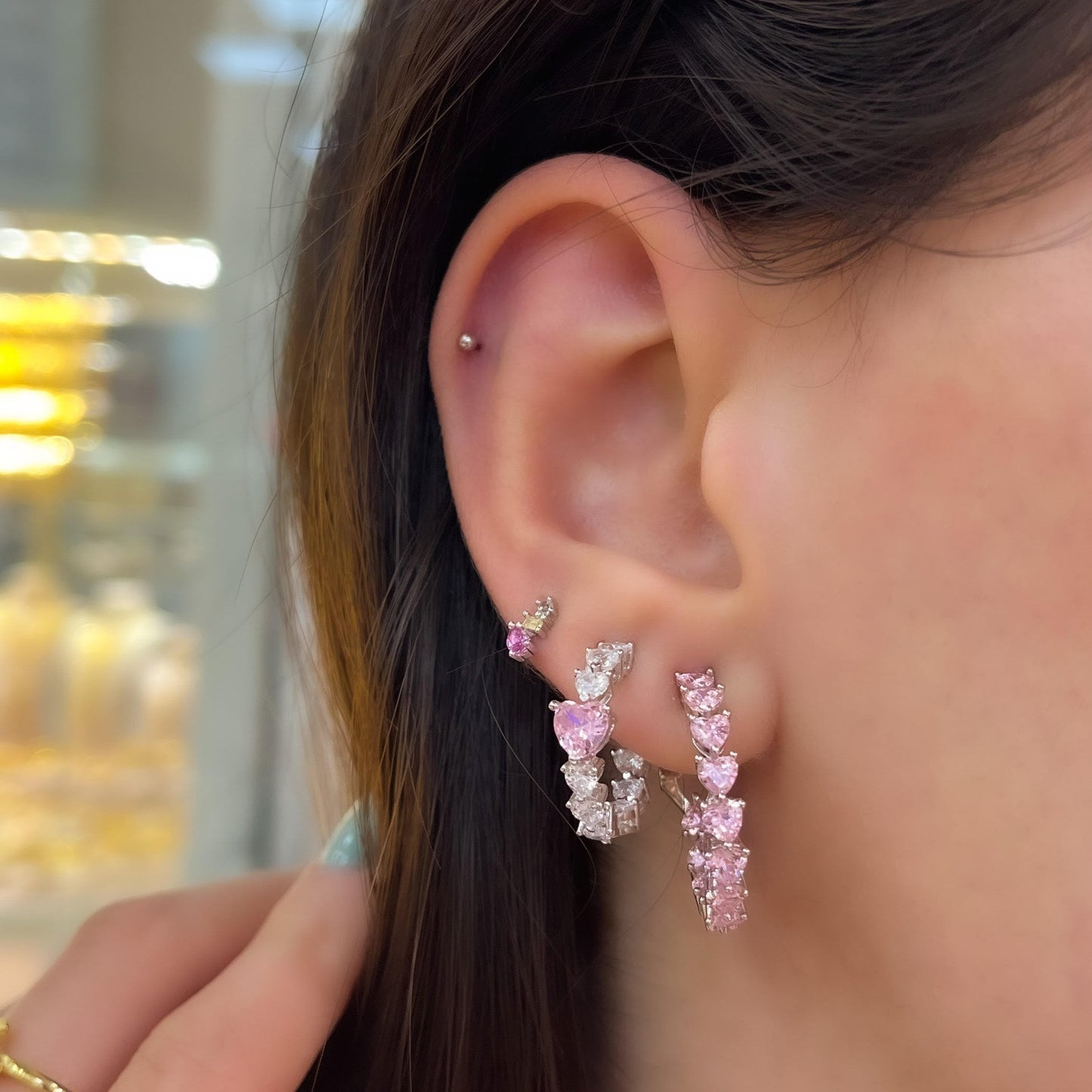 Pink Heart Earrings