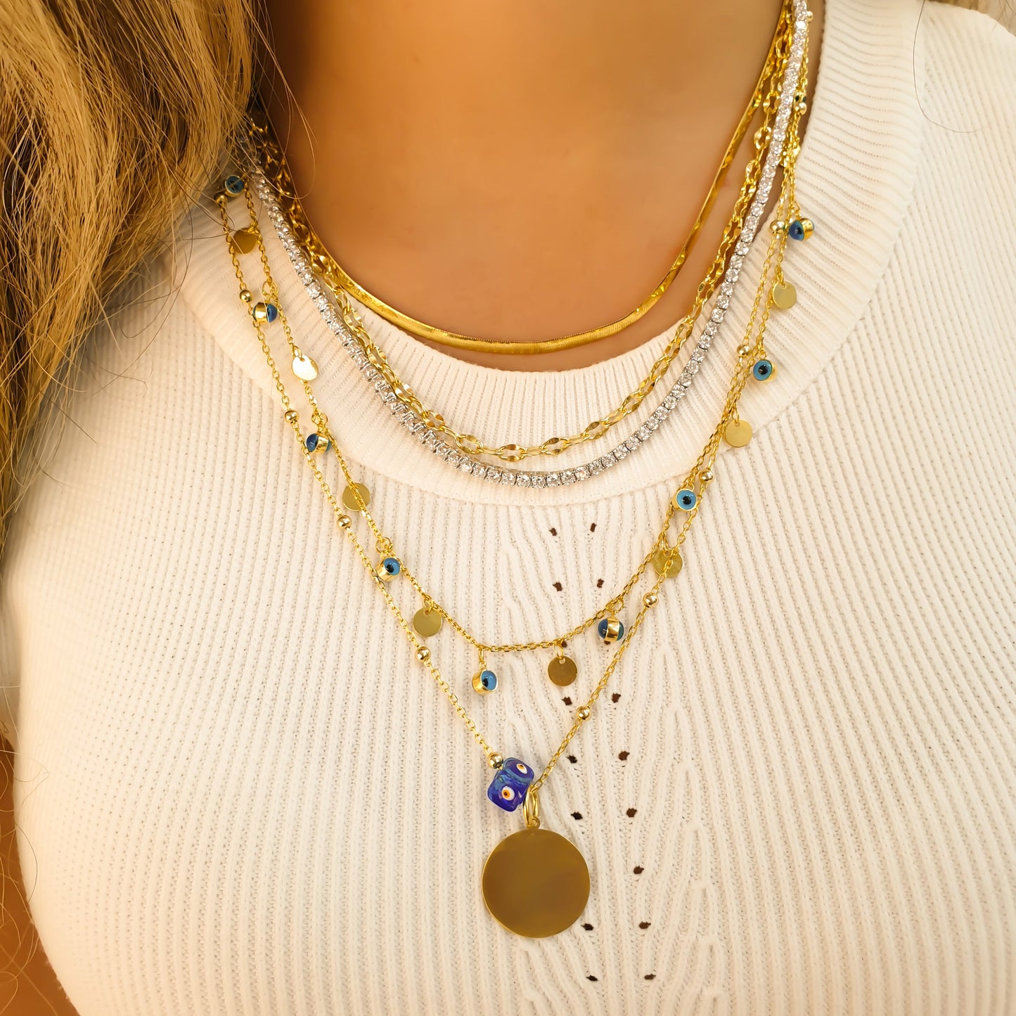 Sequin Evil Eye Necklace