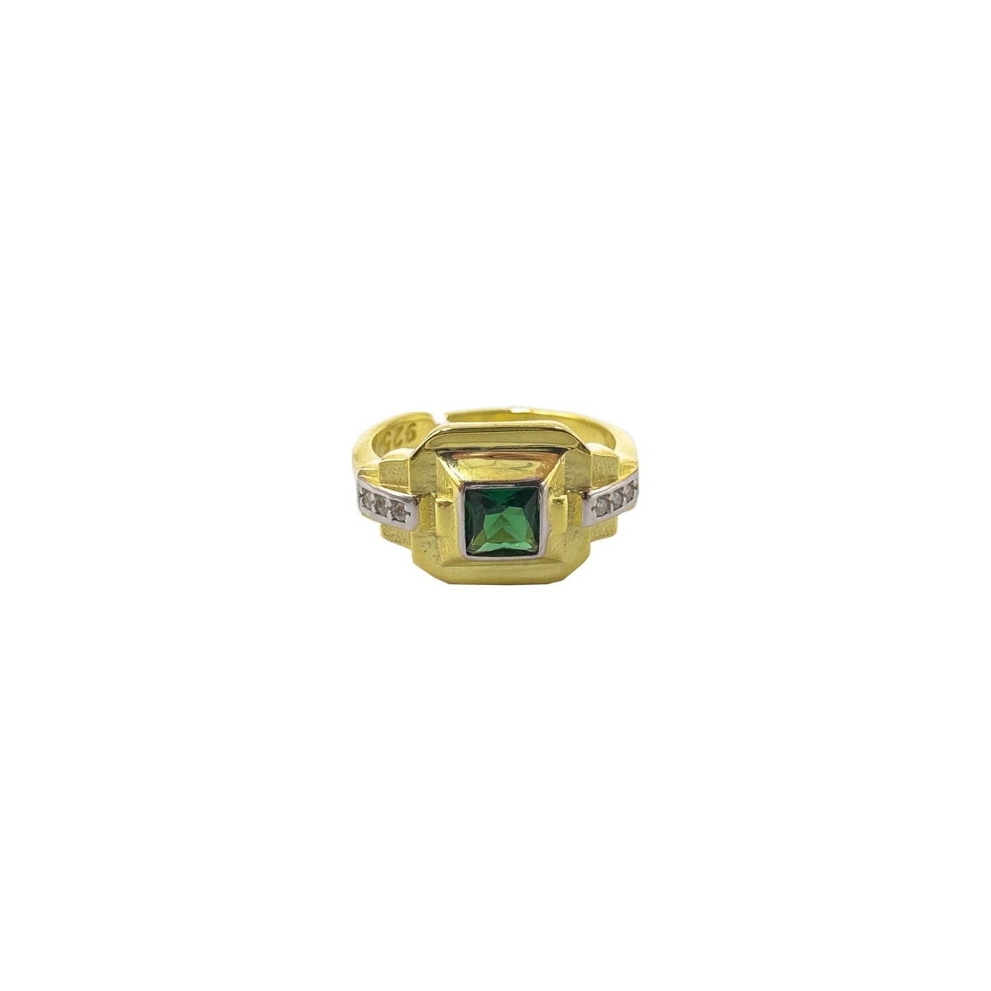 Green Square Stone Vintage Ring