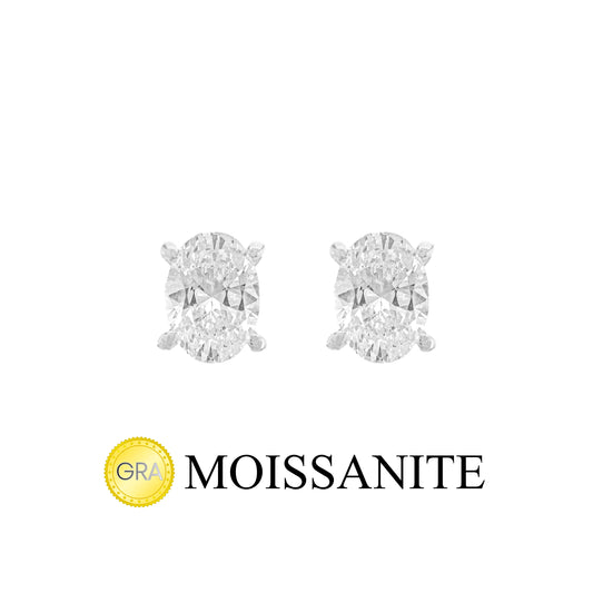 One Carat Moissanite Oval Earring