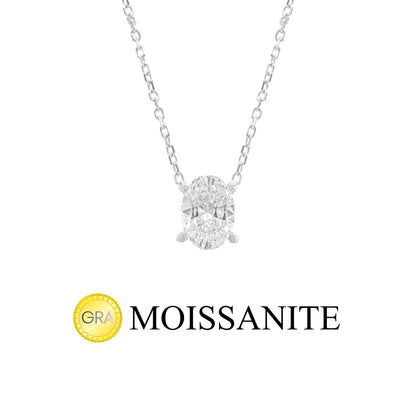 One Carat Moissanite Oval Necklace