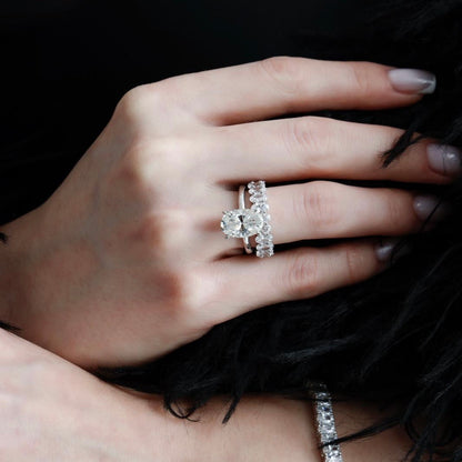 Moissanite Long Oval Solitaire Ring