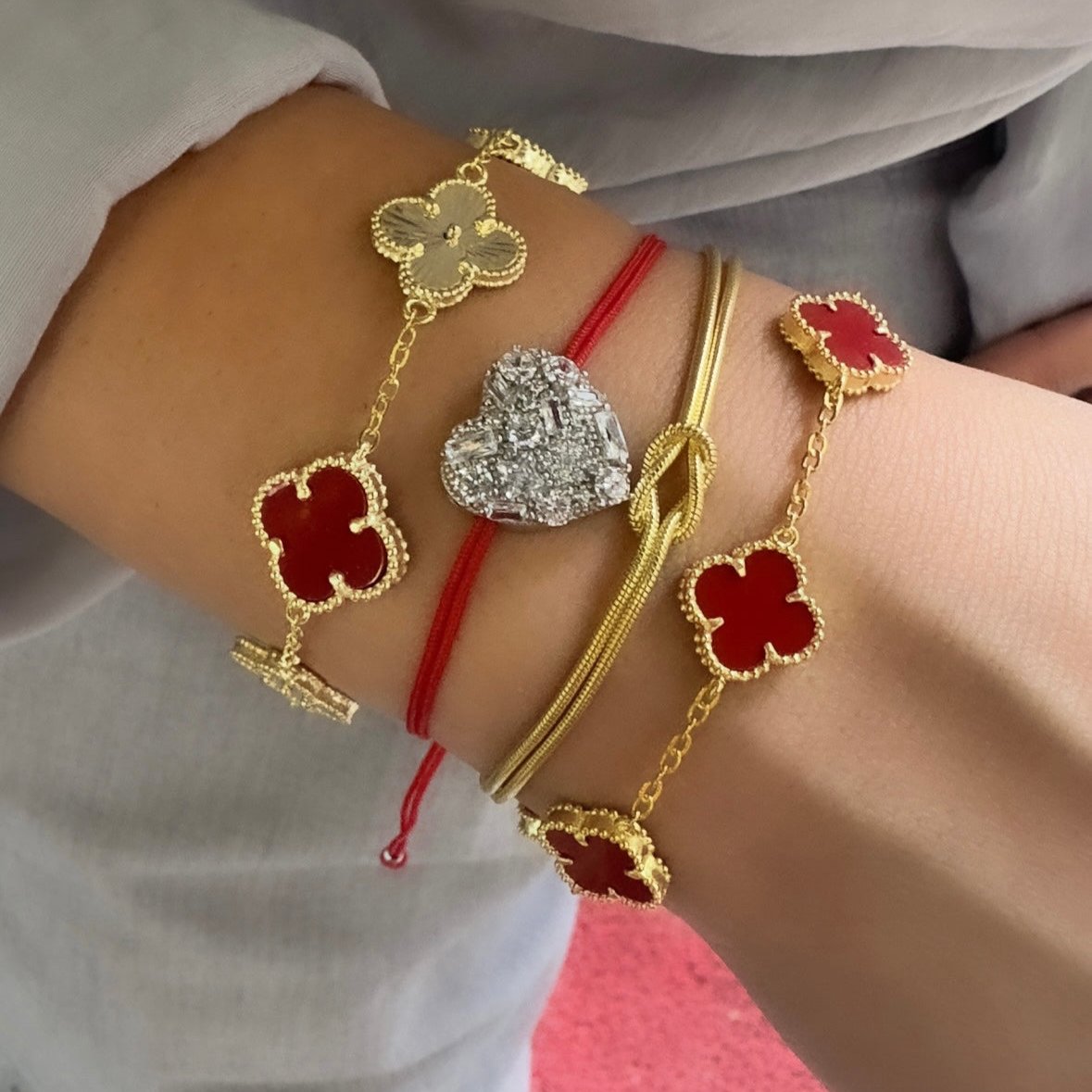 Laser Cut Red Clover Bracelet