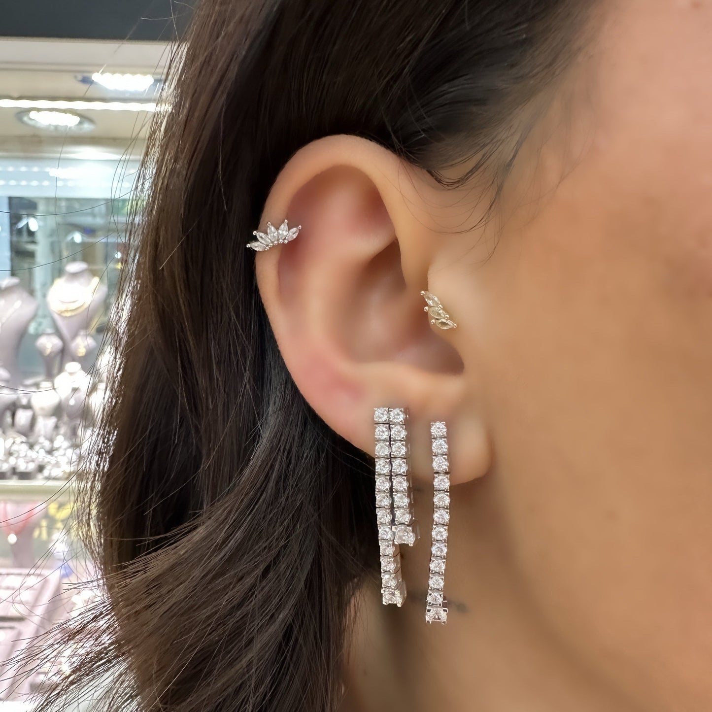 One Line Tennis Earring