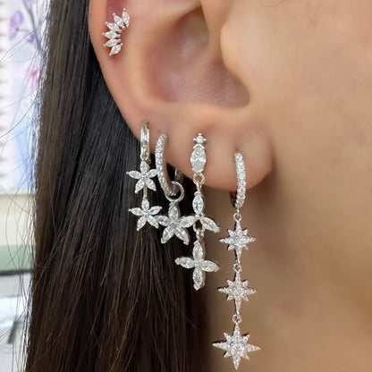 Flower Marquise Hoop Earrings