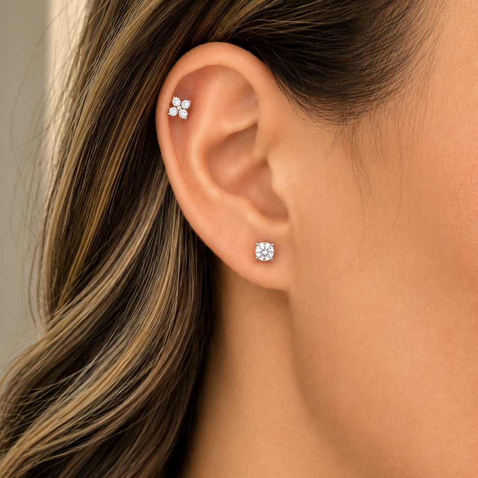 4mm Moissanite Solitaire Earring