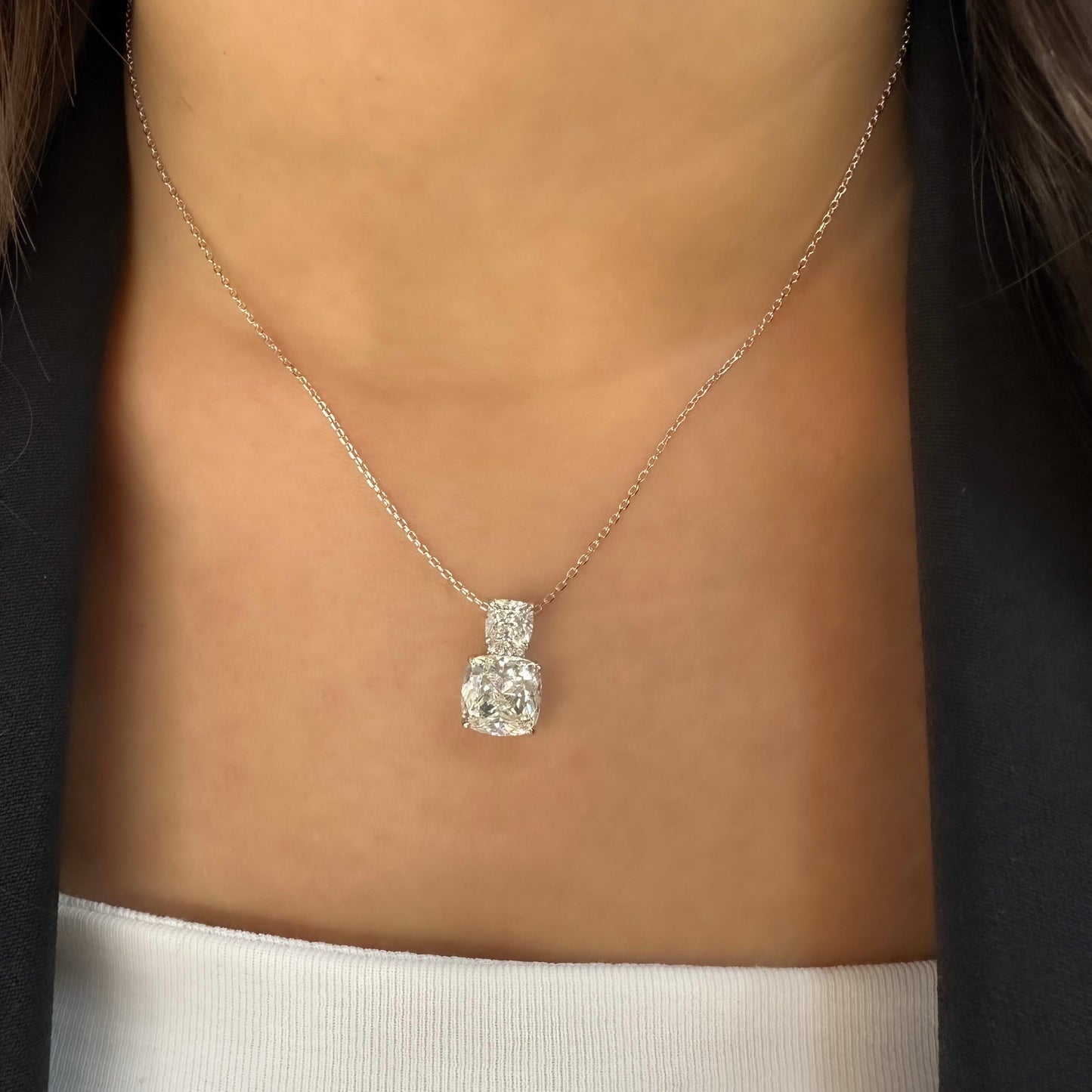 Square Mount Moissanite Necklace