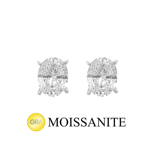Two Carat Moissanite Oval Earrings