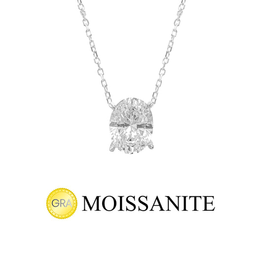 Two Carat Moissanite Oval Necklace