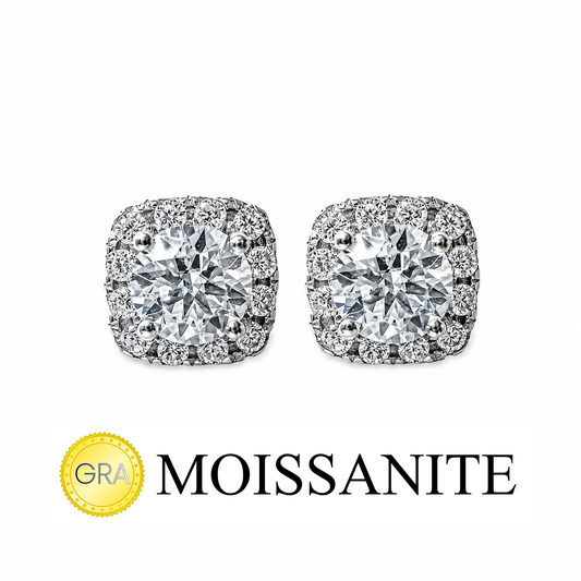 Square Stone Moissanite Earrings