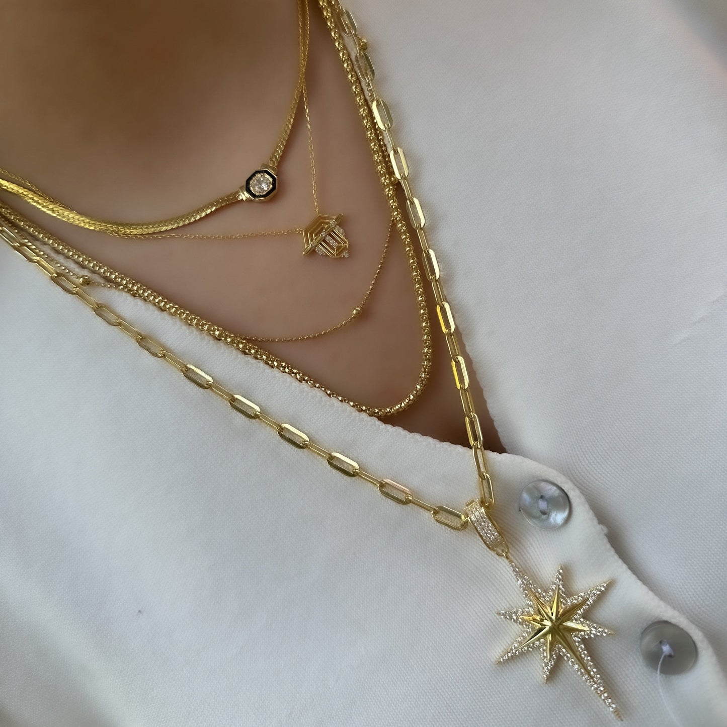 Paperclip Chain Polar Star Necklace