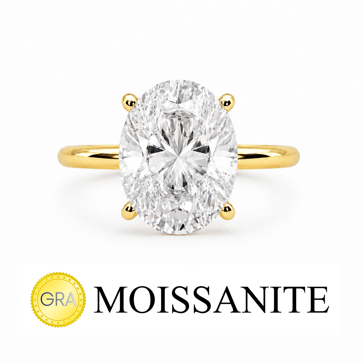 Three Carat Moissanite Oval Ring