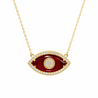Burgundy Glass Eye Necklace