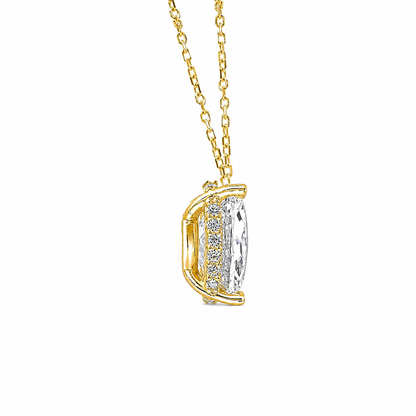 Stone Setting D-Color Oval Necklace