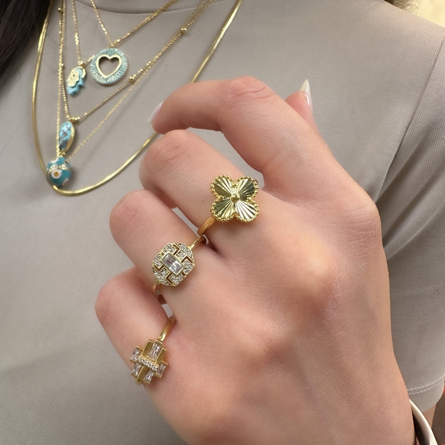 Laser Cut Clover Ring