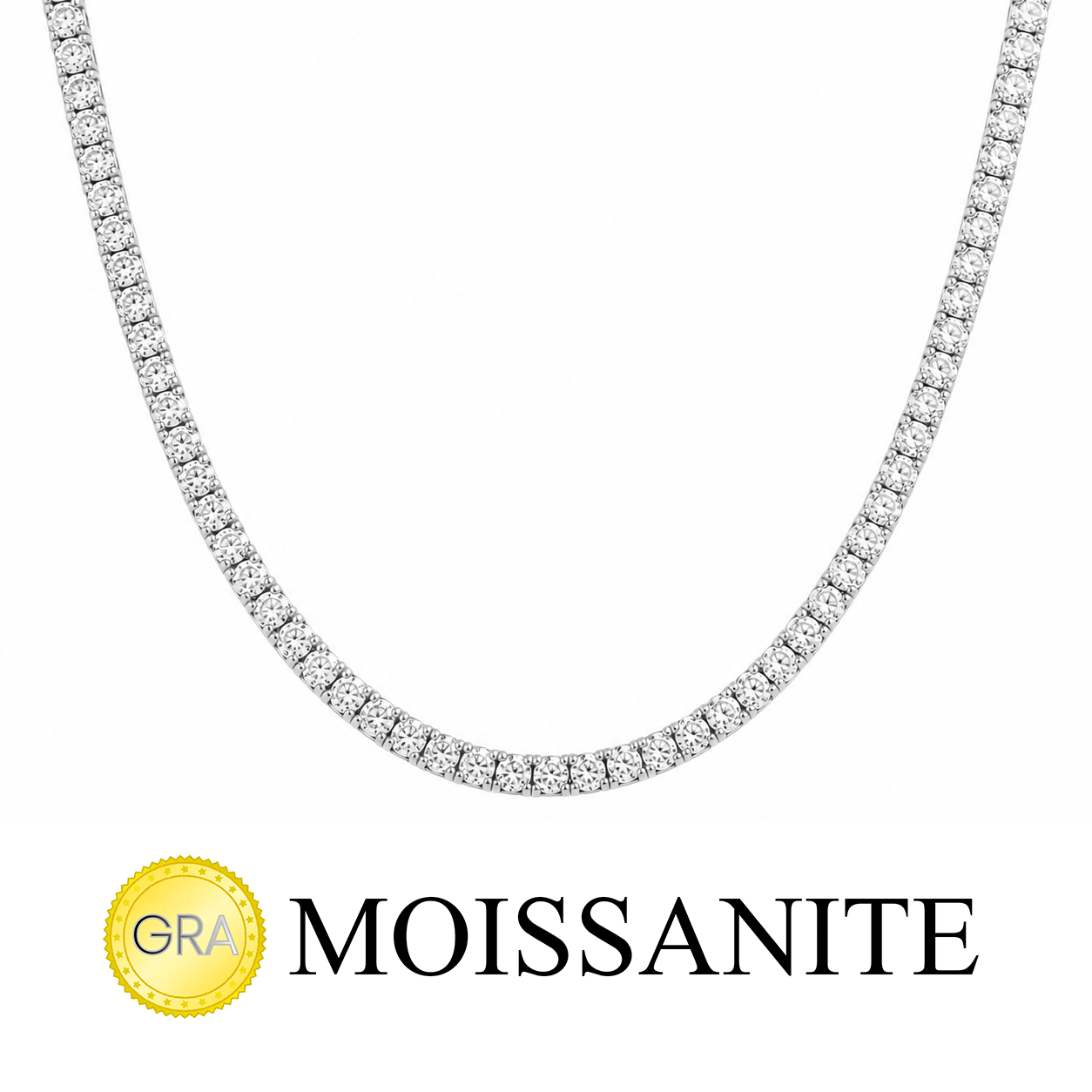 Two and a half mm Moissanite Tennis Necklace