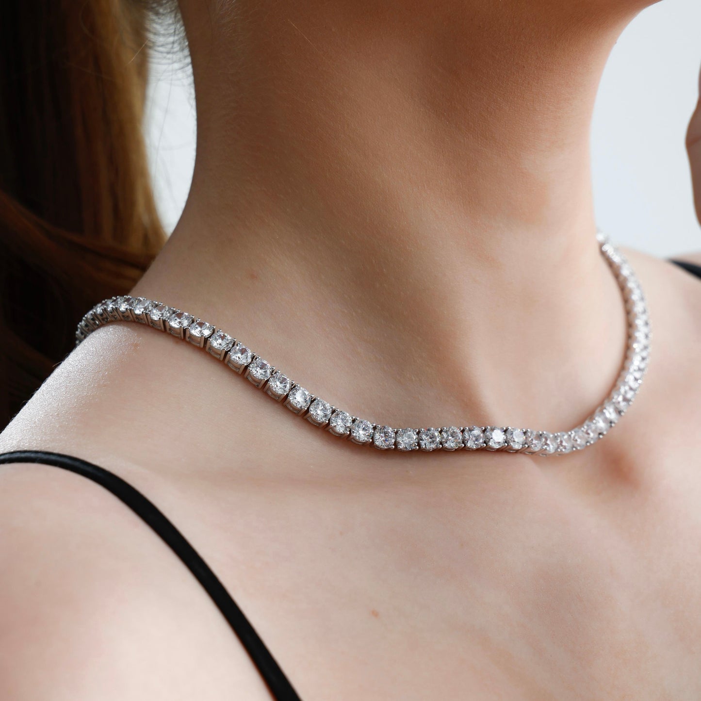 Four mm Moissanite Tennis Necklace