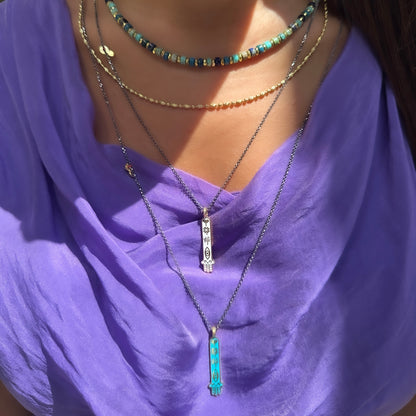 Black Rhodium Hand Model Shaped Necklace