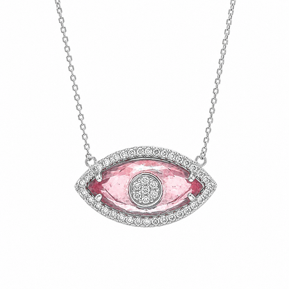 Pink Glass Eye Necklace