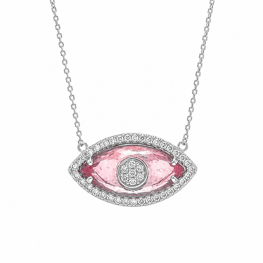 Pink Glass Eye Necklace
