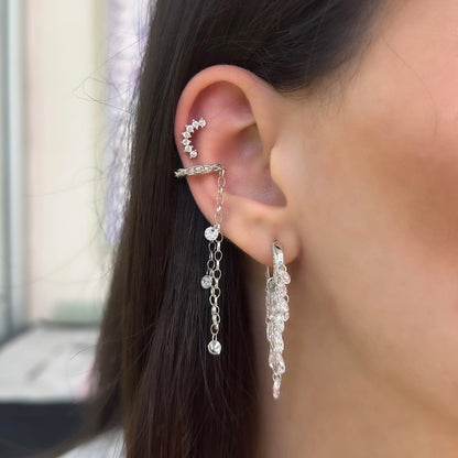 Dangling Stone Hoop Earrings