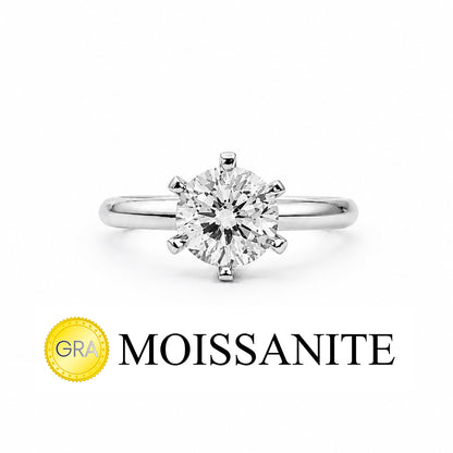 One Carat Six-Prong Moissanite Solitaire Ring