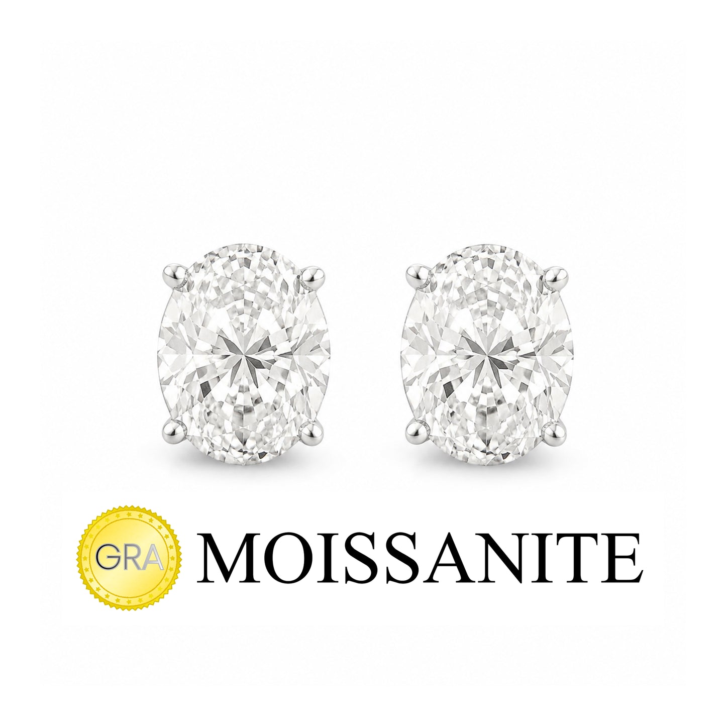 Two Carat Moissanite Oval Earrings