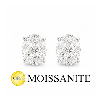Two Carat Moissanite Oval Earrings