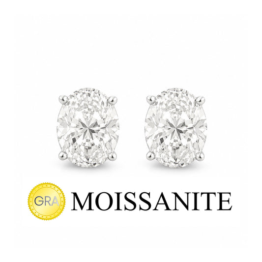 Two Carat Moissanite Oval Earrings