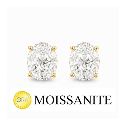 Two Carat Moissanite Oval Earrings