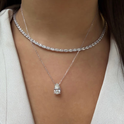 G-Color Drop Necklace with Stone Setting