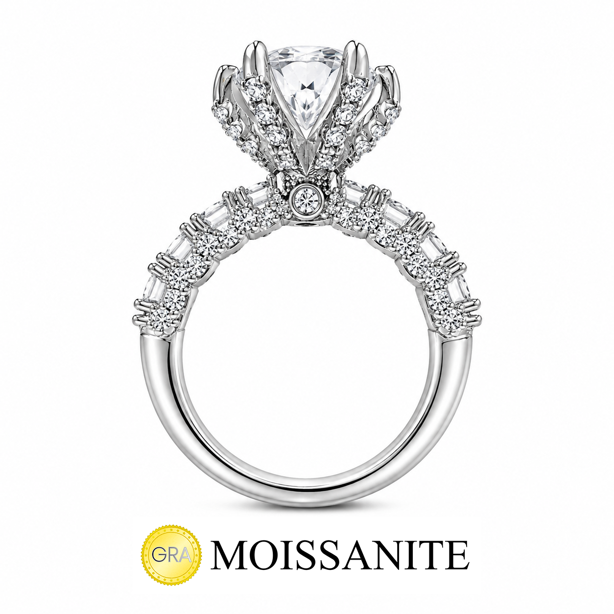 Four Carat Moissanite Designer Ring