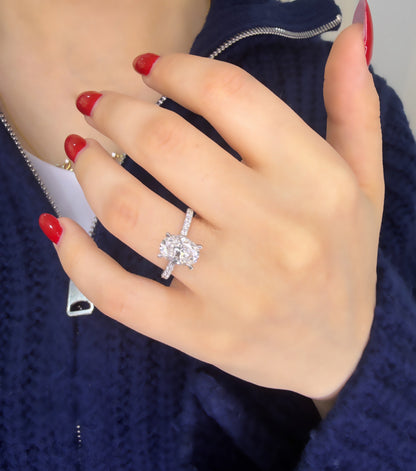 Two Carat Long Oval Moissanite Ring
